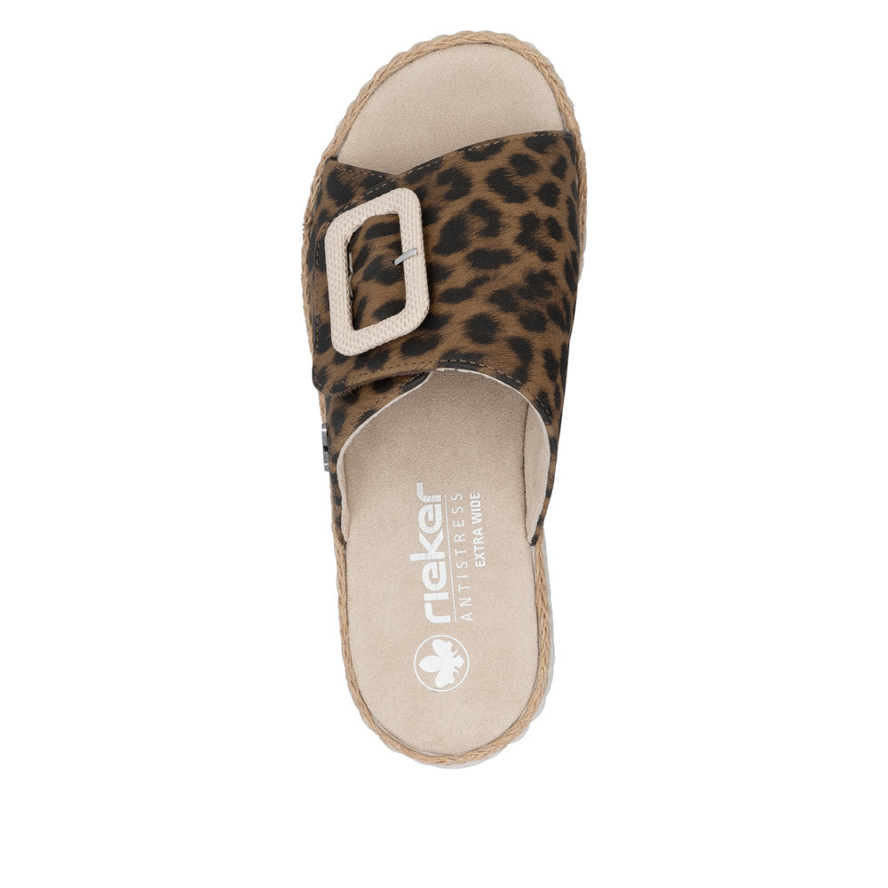 Rieker 69253-92 Leopard H Fit Slip On Sandals