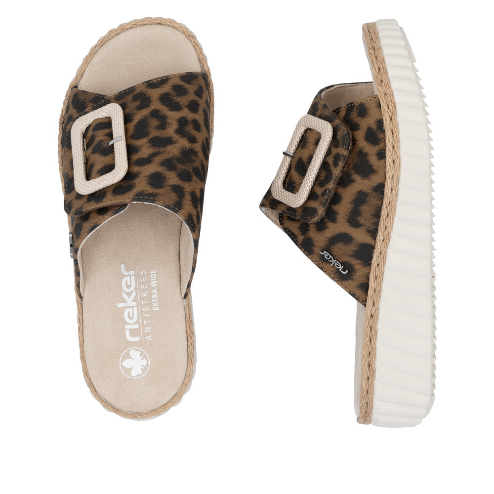 Rieker 69253-92 Leopard H Fit Slip On Sandals