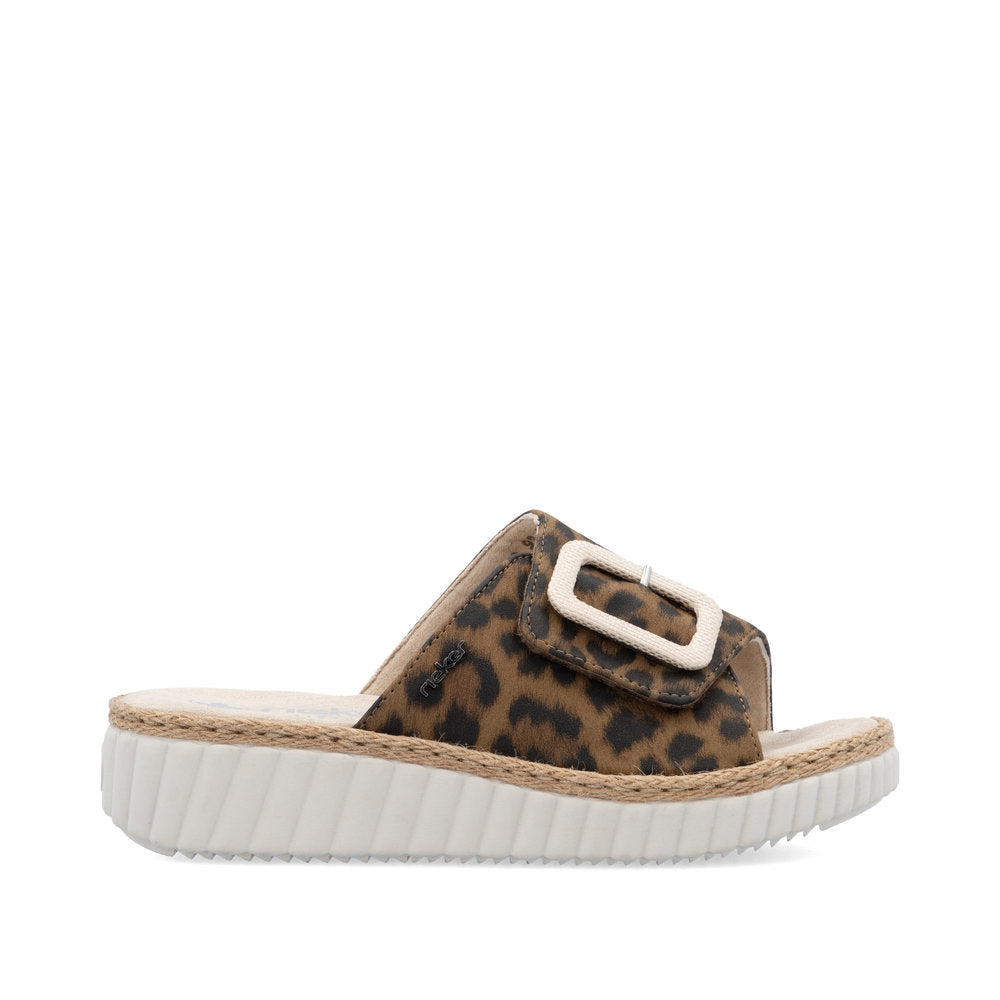 Rieker 69253-92 Leopard H Fit Slip On Sandals