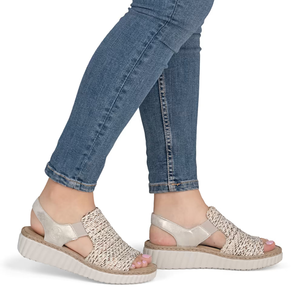 Rieker 69276-60 Beige H Fit Sandals with Slingback Strap