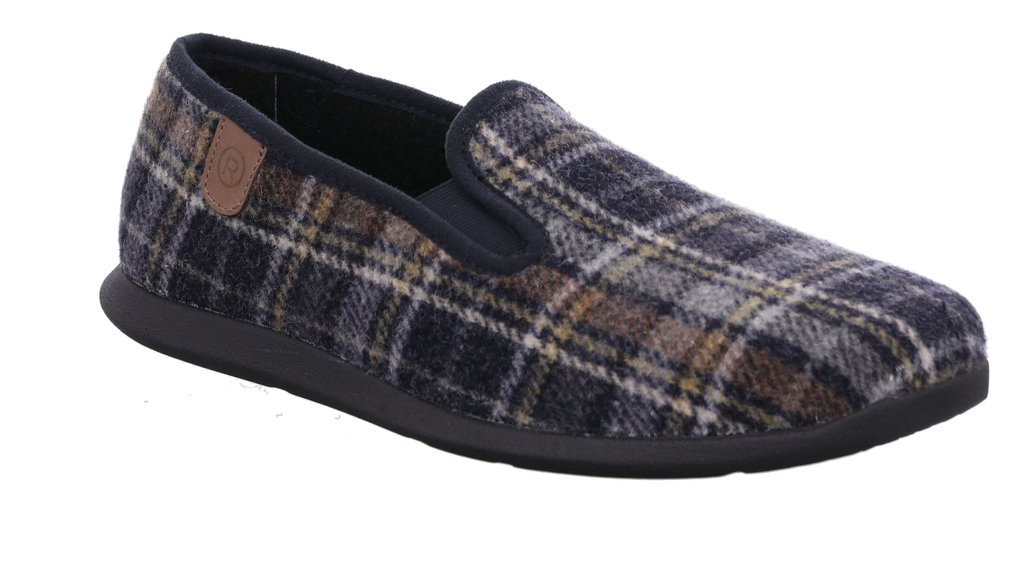 Rohde 6987 56 Navy Check Multi G 1/2 Fit Slippers