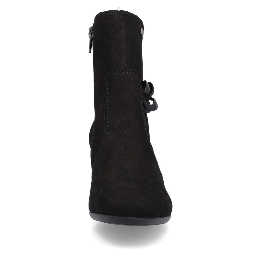 Rieker 70253-00 Black Block Heel Boots with Side Chain