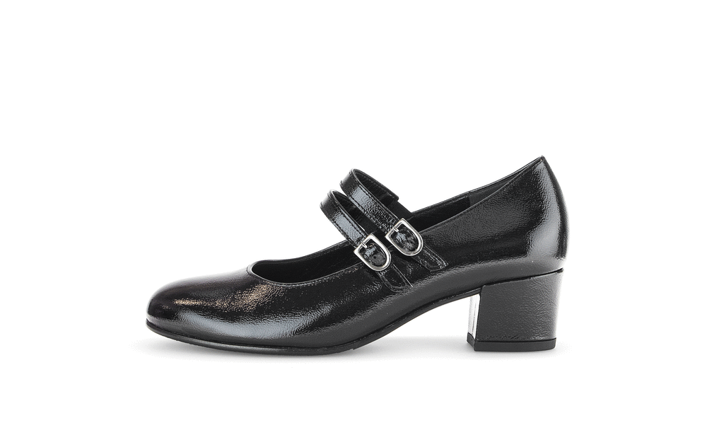 Gabor Comfort 72.212.97 Black G Fit Block Heel Mary Jane Shoes