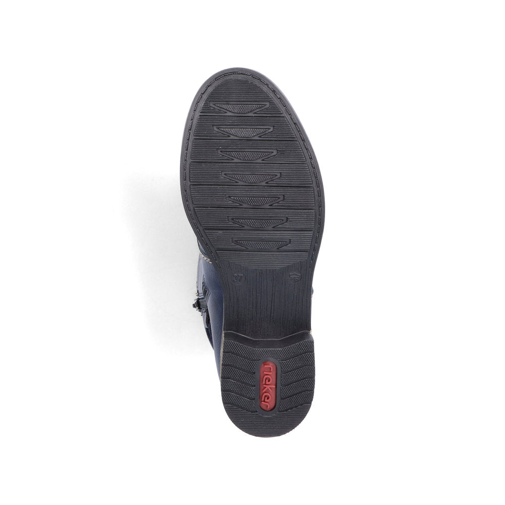 Rieker 72229-14 Blue Boots with Cream Stitching and Navy Laces