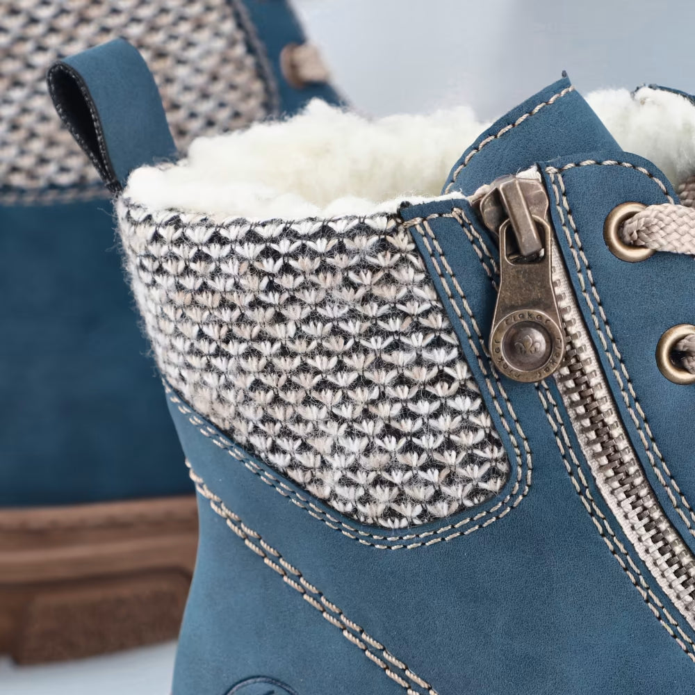 Rieker 72330-14 Jeans Blue H Fit Ankle Boots with Ankle Cuff