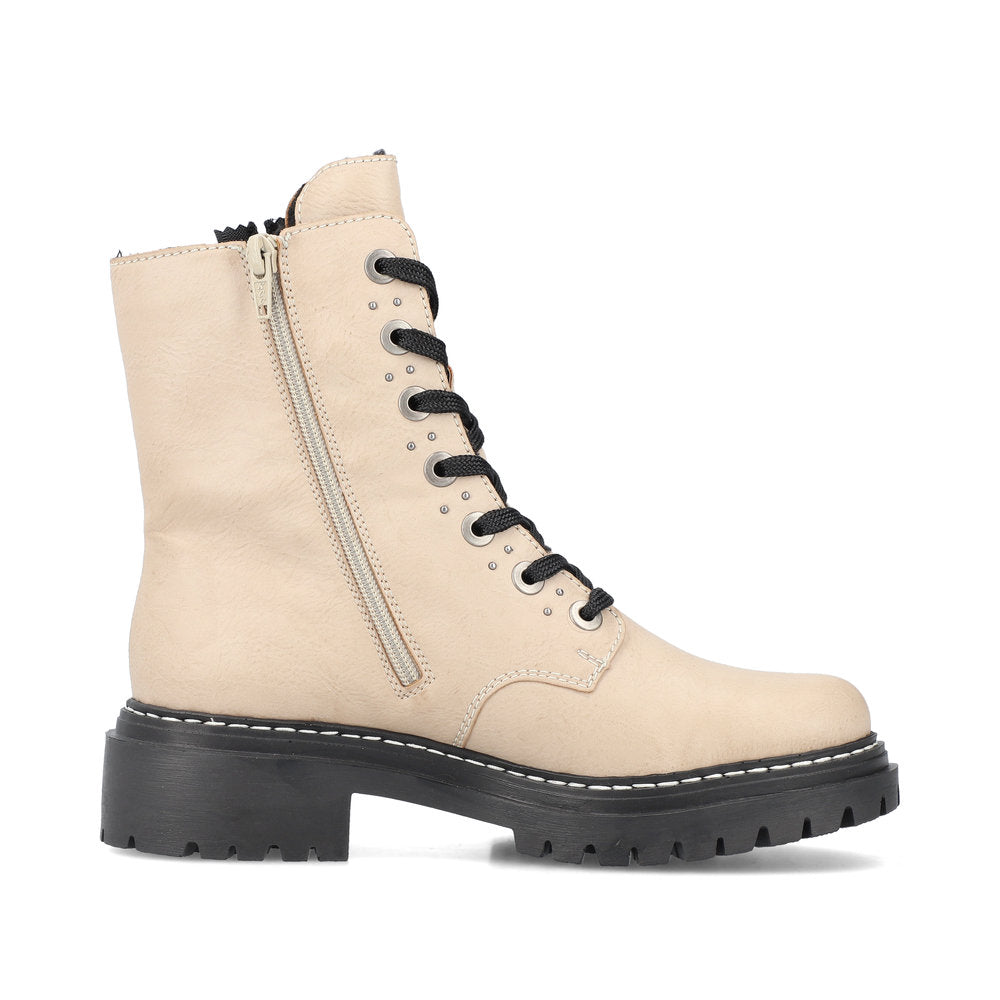 Rieker 72634-60 Beige & Black Combi Lace Boots