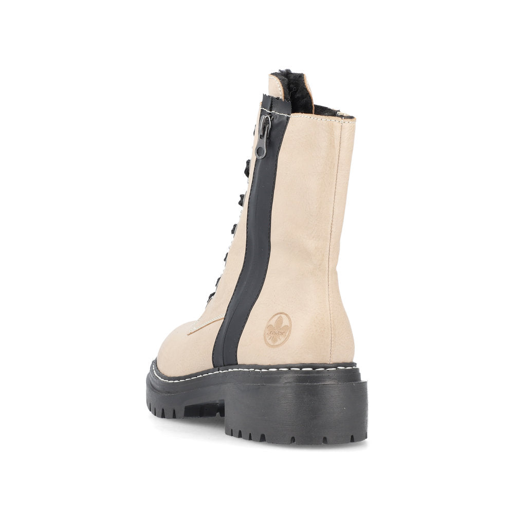 Rieker 72634-60 Beige & Black Combi Lace Boots