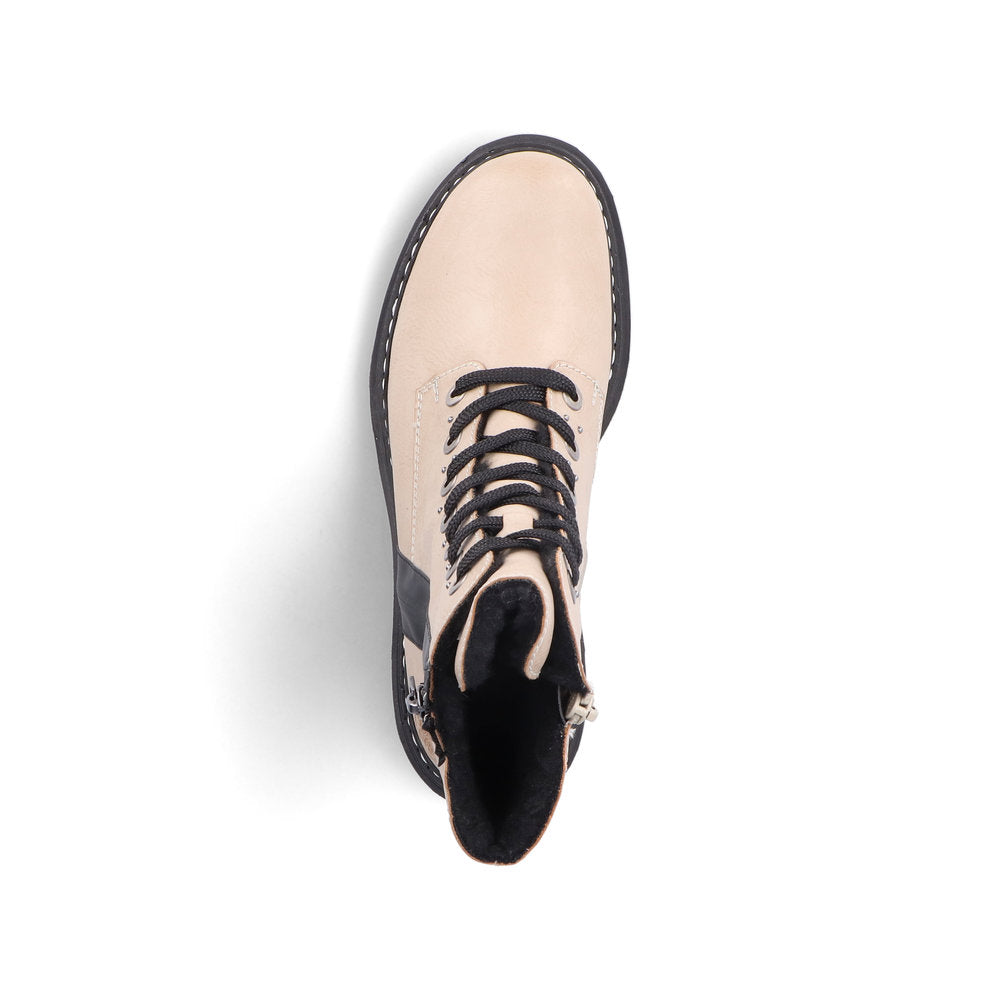 Rieker 72634-60 Beige & Black Combi Lace Boots