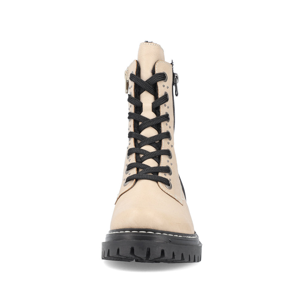 Rieker 72634-60 Beige & Black Combi Lace Boots