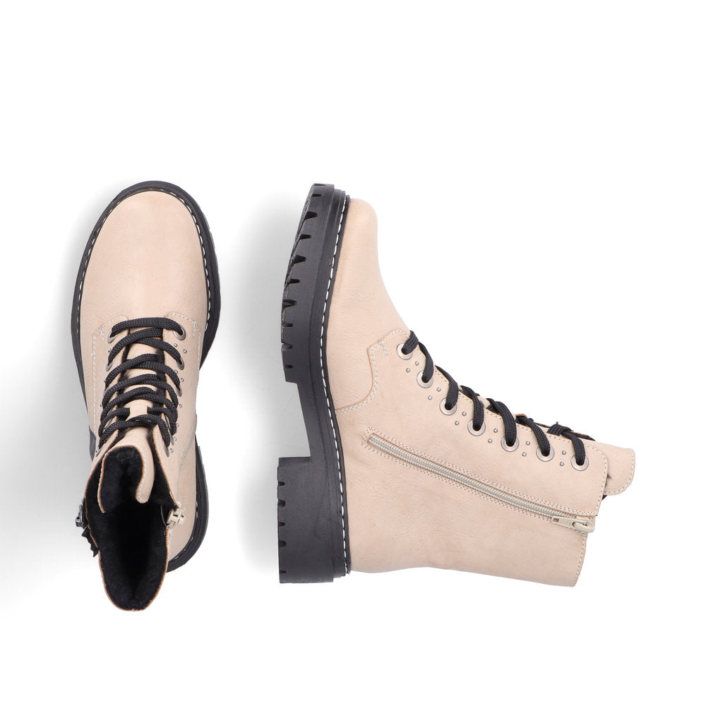 Rieker 72634-60 Beige & Black Combi Lace Boots
