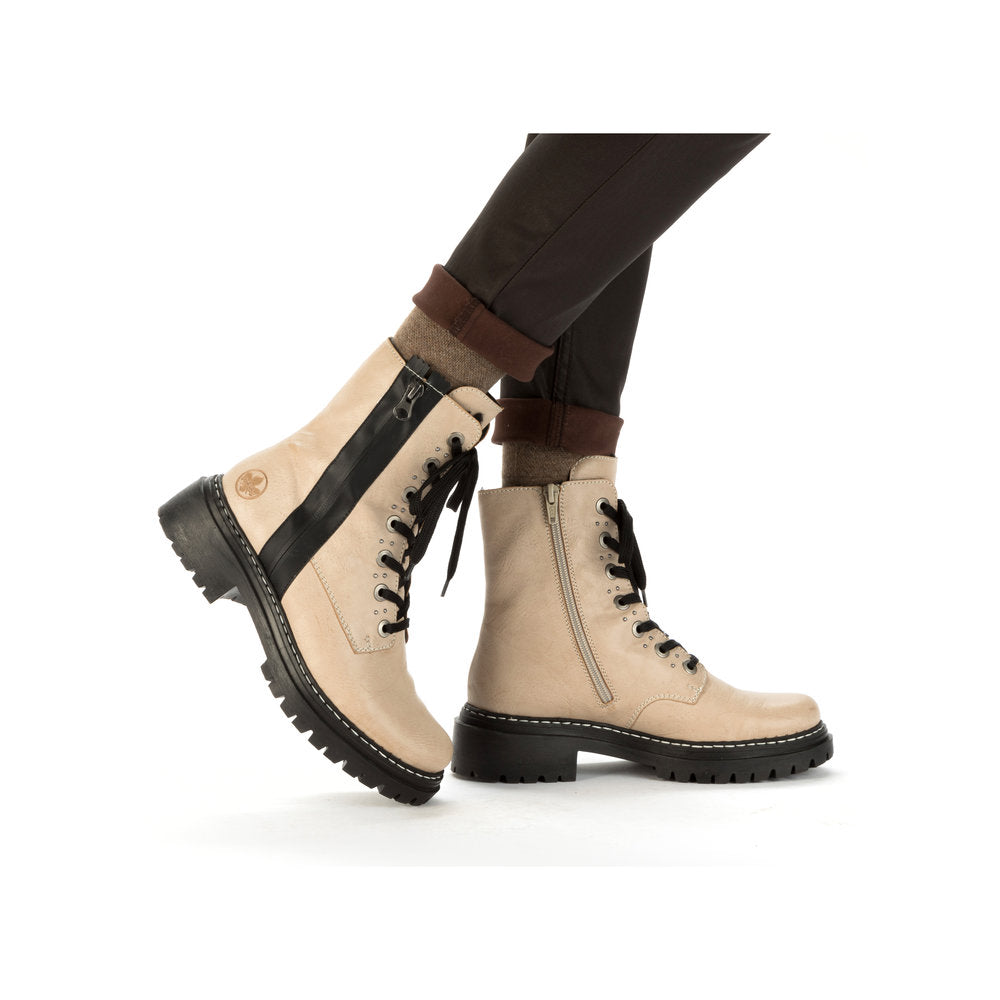 Rieker 72634-60 Beige & Black Combi Lace Boots