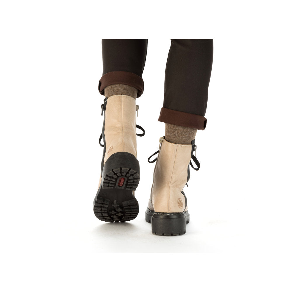 Rieker 72634-60 Beige & Black Combi Lace Boots