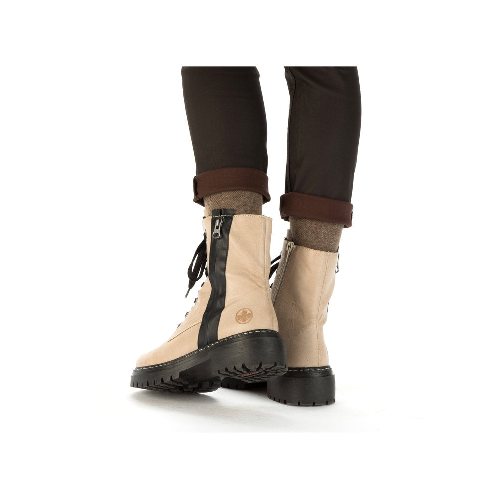 Rieker 72634-60 Beige & Black Combi Lace Boots