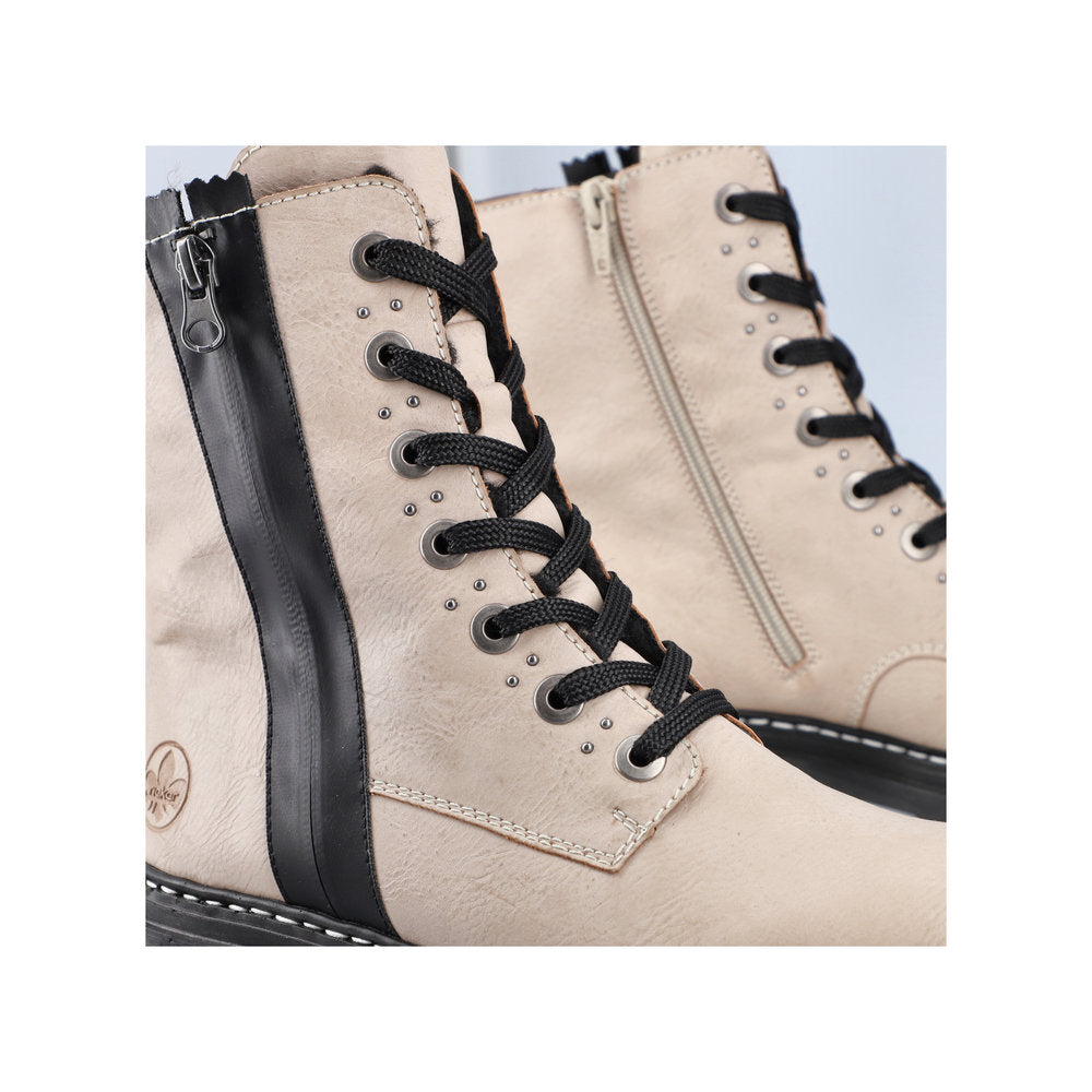 Rieker 72634-60 Beige & Black Combi Lace Boots