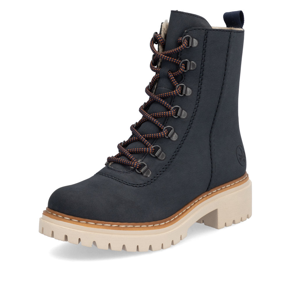 Rieker 72643-14 Navy Nubuck Lace Boots