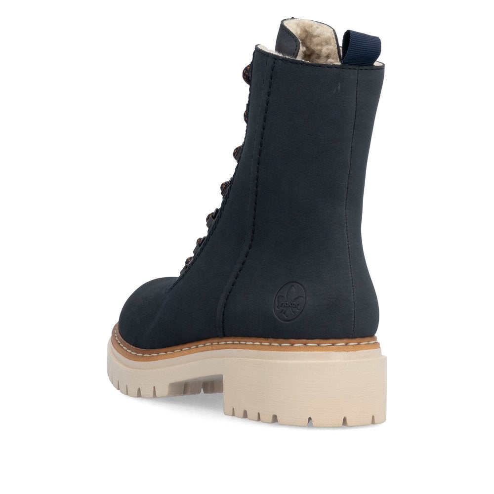 Rieker 72643-14 Navy Nubuck Lace Boots