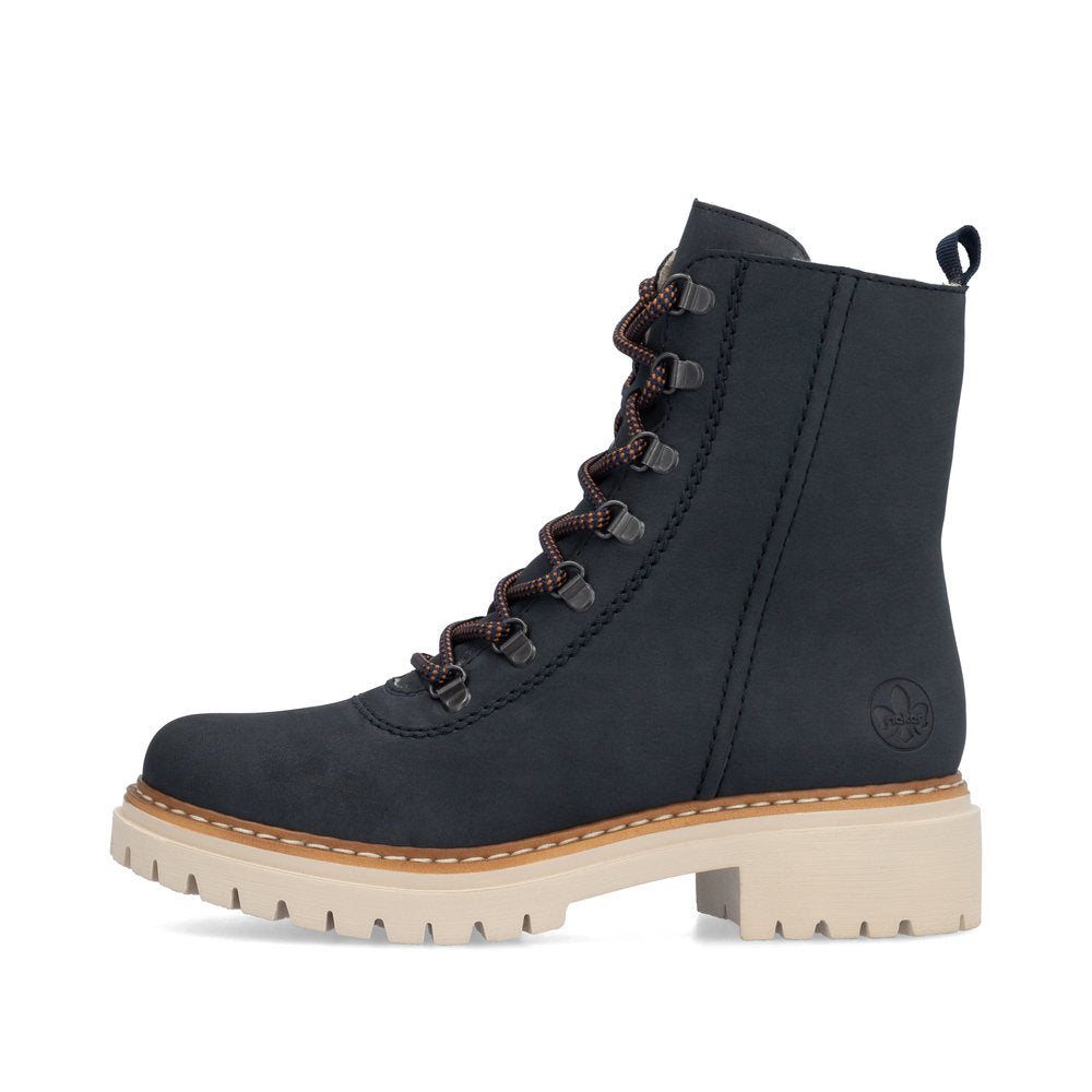 Rieker 72643-14 Navy Nubuck Lace Boots