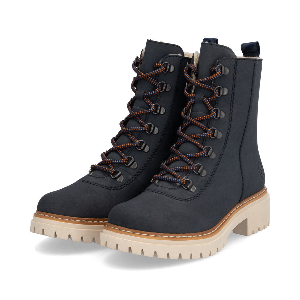 Rieker 72643-14 Navy Nubuck Lace Boots