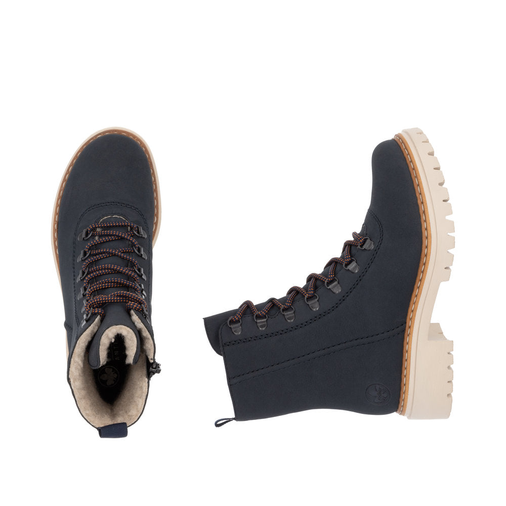 Rieker 72643-14 Navy Nubuck Lace Boots