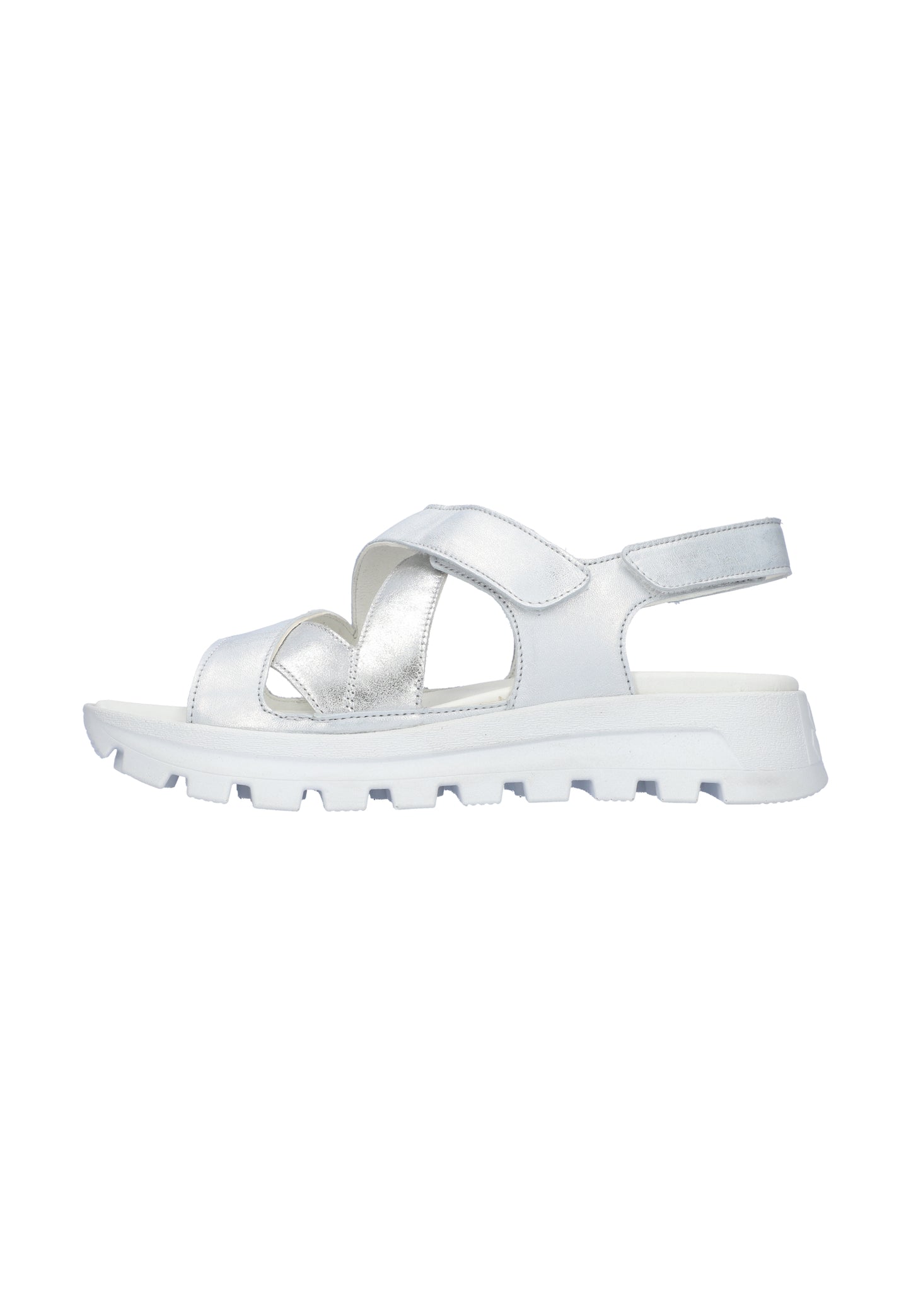 Waldlaufer 730004 200 211 H Fit Silver Velcro Sandals with Slingback Strap