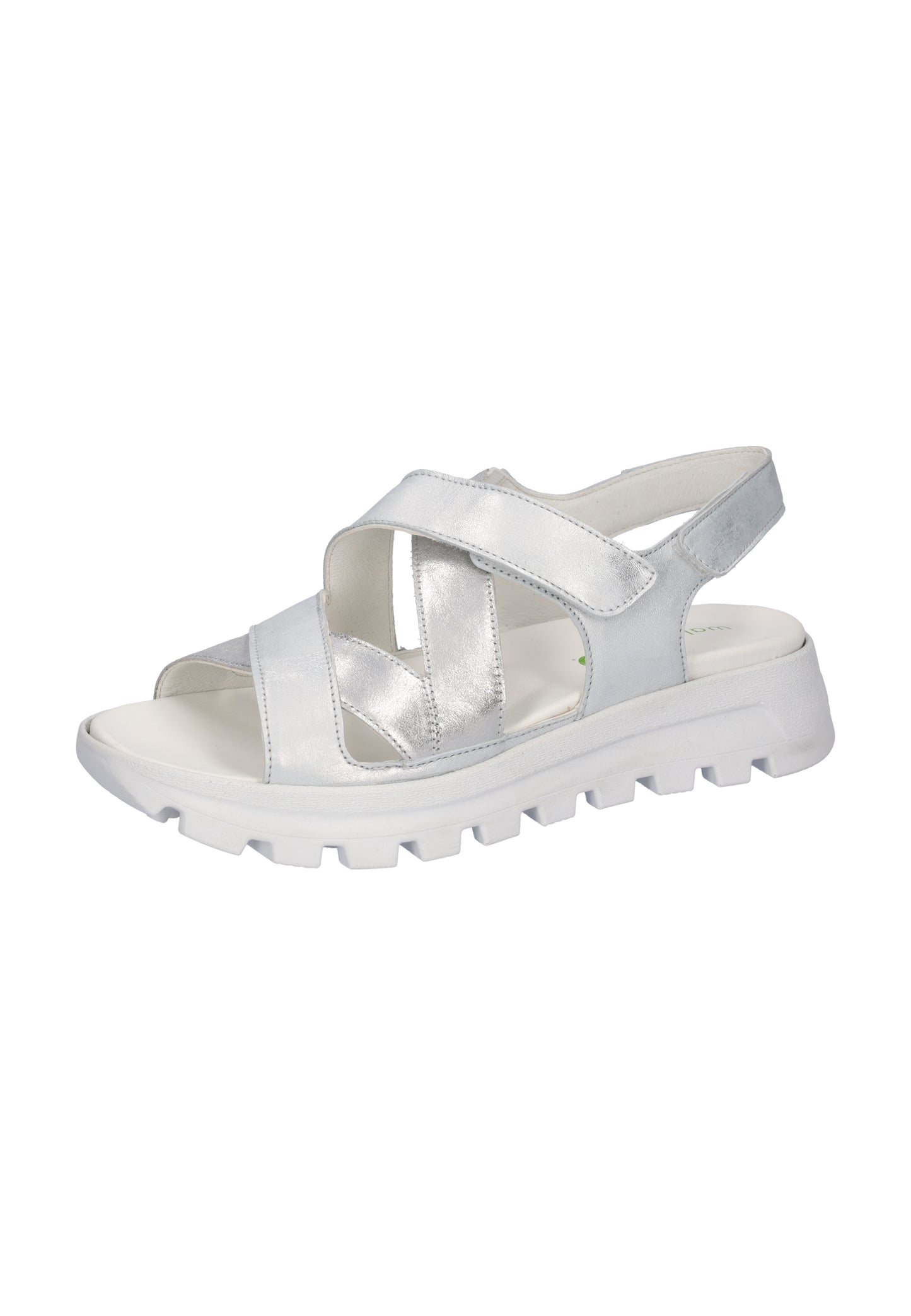 Waldlaufer 730004 200 211 H Fit Silver Velcro Sandals with Slingback Strap