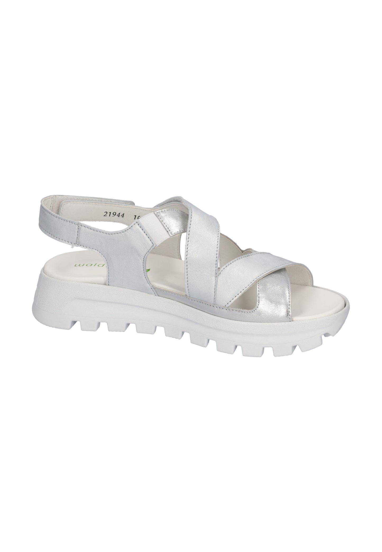 Waldlaufer 730004 200 211 H Fit Silver Velcro Sandals with Slingback Strap