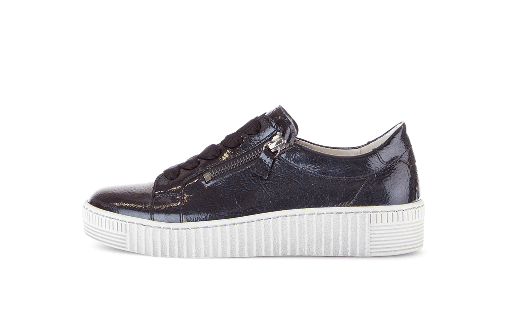 Gabor 73.334.96 Dark Blue/Navy Patent Trainers with Twin Zip