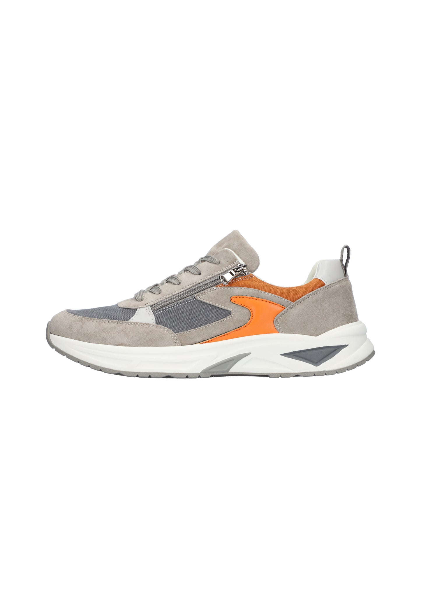 Waldlaufer 738002 101 087 Taupe, Grey & Orange Lace & Zip Sneakers