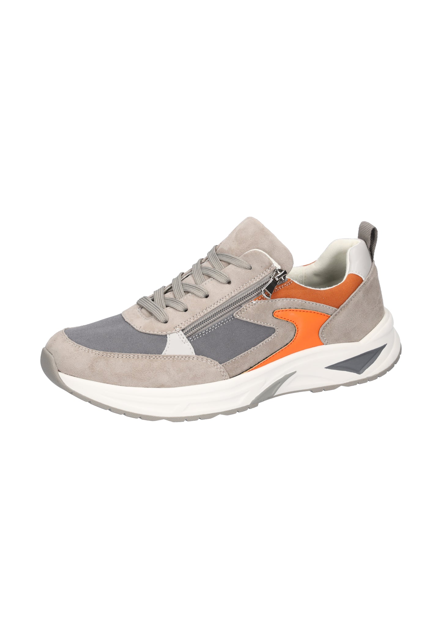 Waldlaufer 738002 101 087 Taupe, Grey & Orange Lace & Zip Sneakers