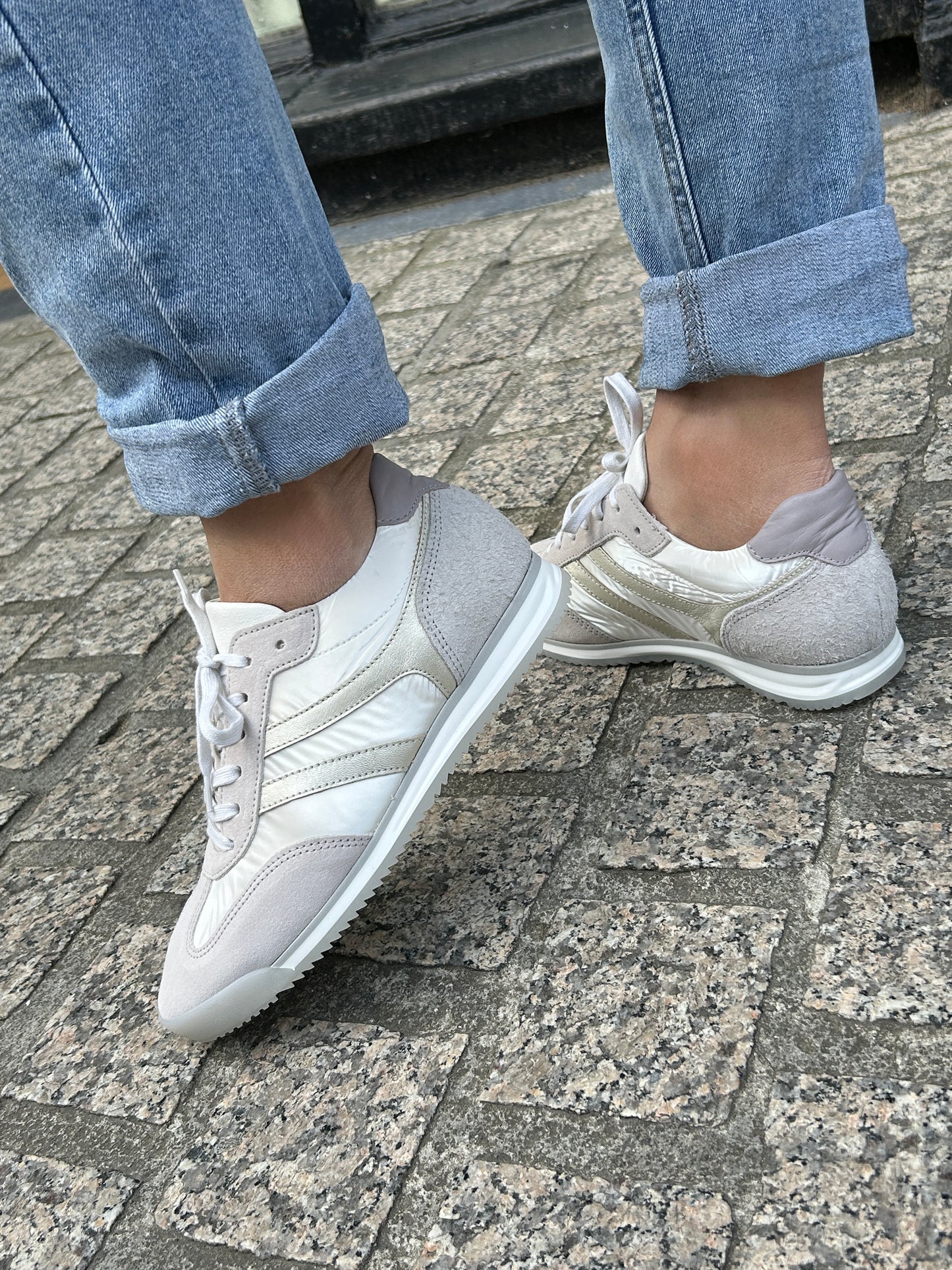 Gabor Comfort 83.430.11 White & Grey Combi G Fit Trainers