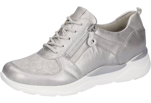 Waldlaufer 748H02 412 230 H Gabriele Silver Taupe Leaf Trainers