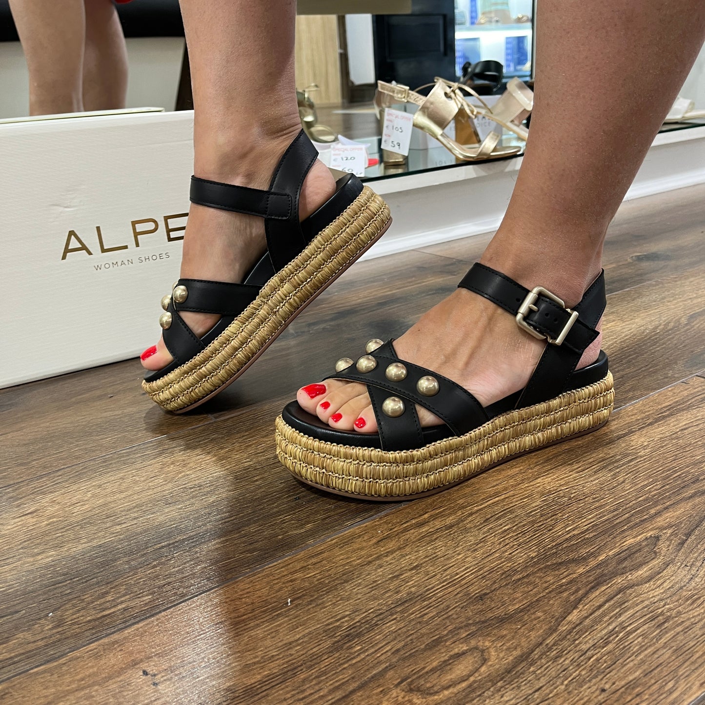 Alpe 5183 03 05 Black Slingback Sandals