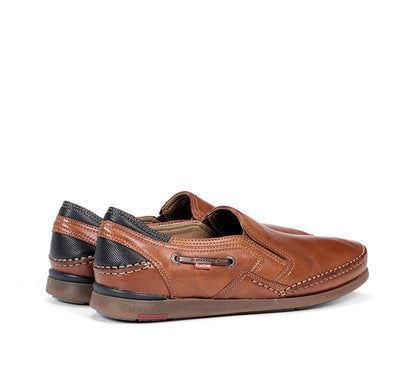 Fluchos 9883 Tan Slip On Shoes with Navy Back