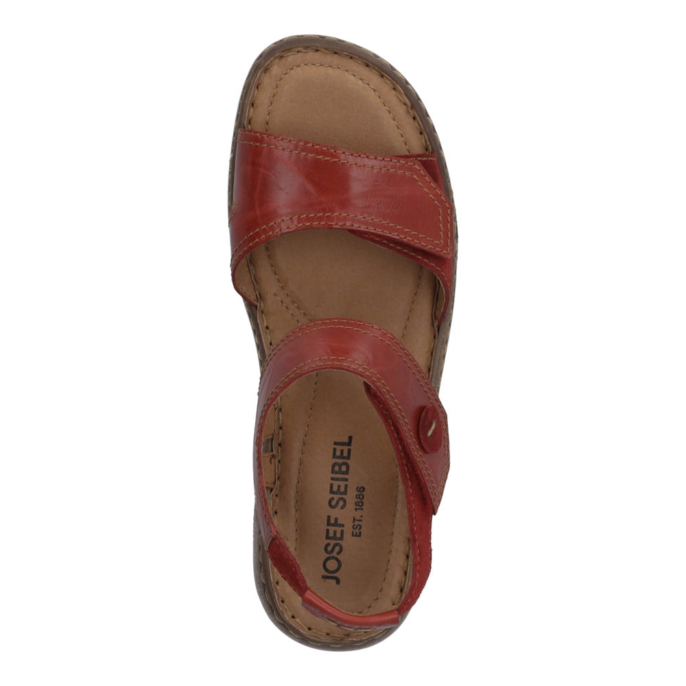 Josef Seibel 76758 88 400 Debra 58 Red Velcro Sandals with Slingback Strap