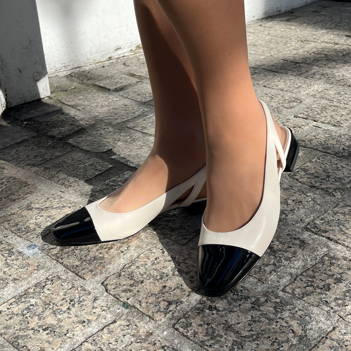 Peter Kaiser 9-79440-44-134 Off White & Black Slingback Shoes