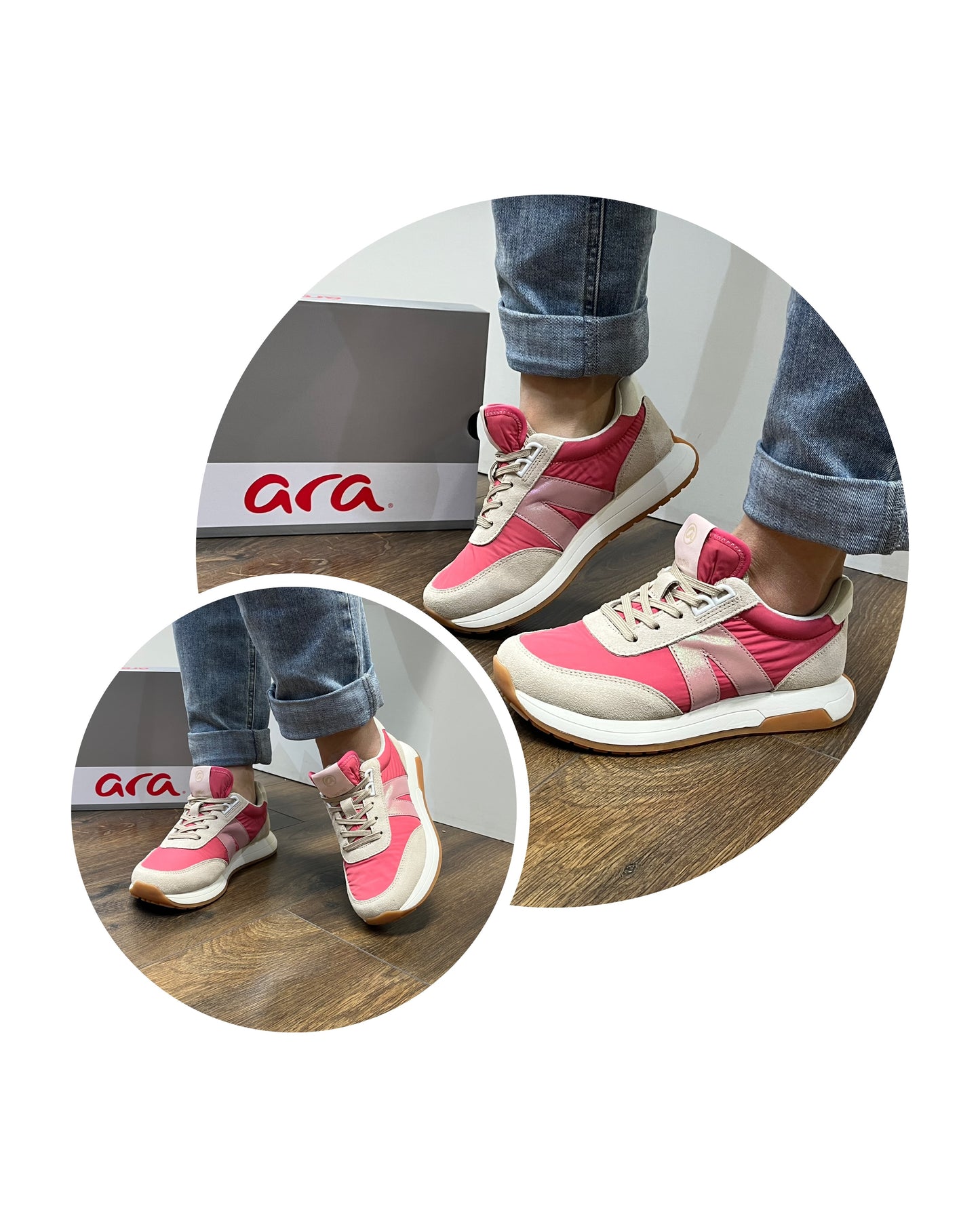 Ara 12-29702 05 Malibu Pink, Beige & White H Fit Sneakers