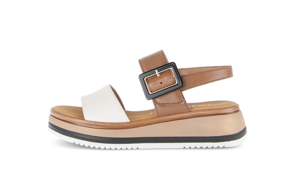 Gabor Comfort 82.744.52 Camel Tan & Cream Combi G Fit Slingback Sandals