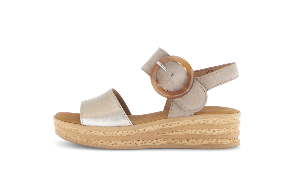 Gabor 84.550.62 Puder Taupe & Pewter F Fit Slingback Platform Sandals