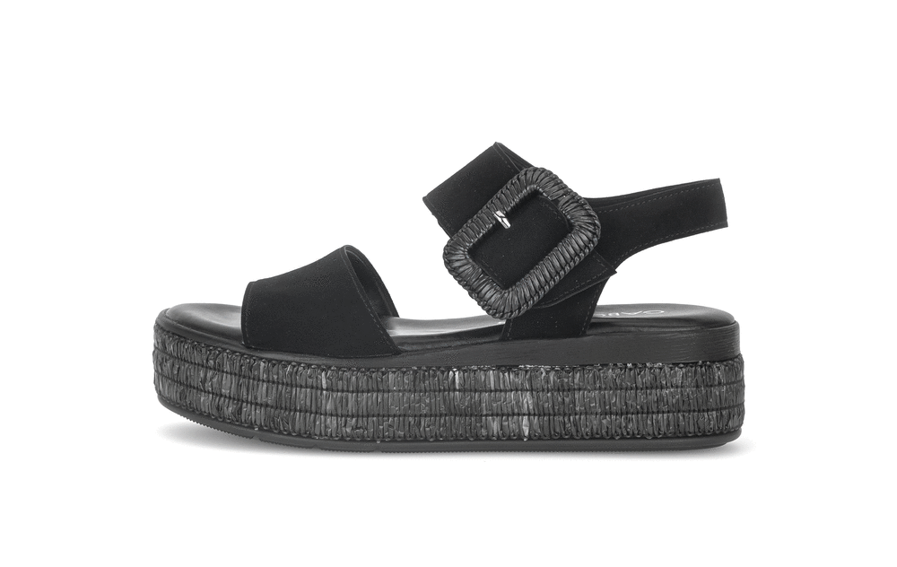 Gabor 84.562.17 Black F Fit Slingback Platform Sandals