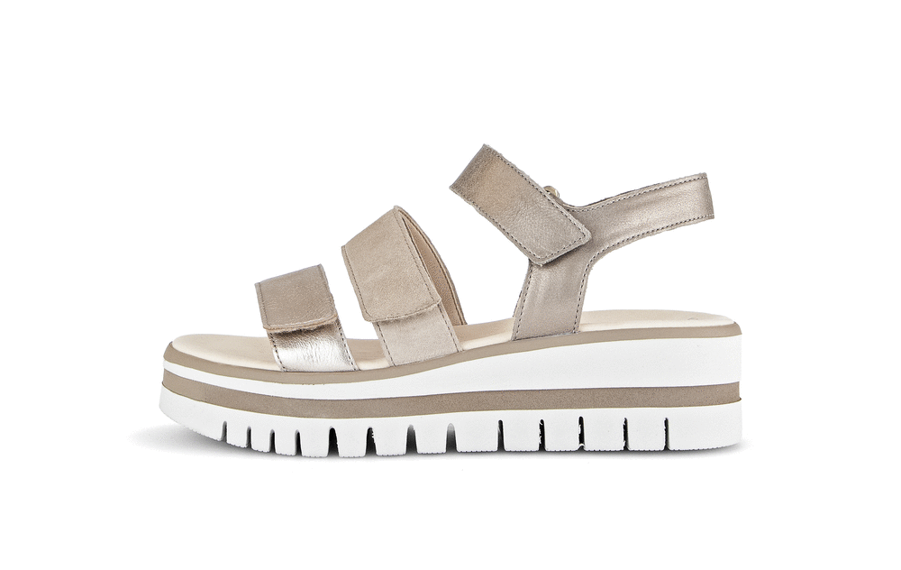 Gabor 84.620.62 Beige & Gold Combi F Fit Slingback Sandals