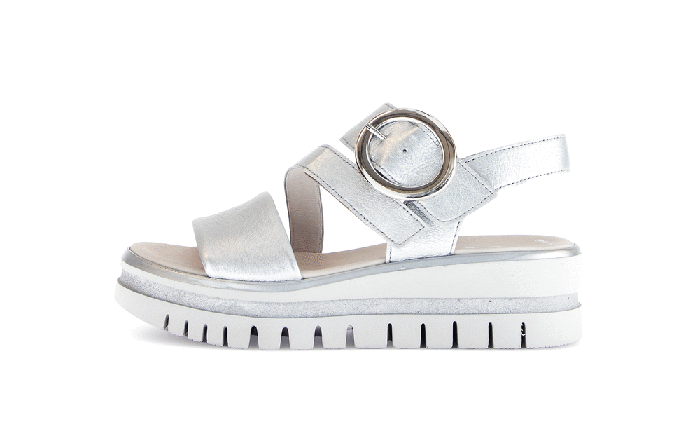 Gabor 84.627.61 Silver F Fit Slingback Sandals