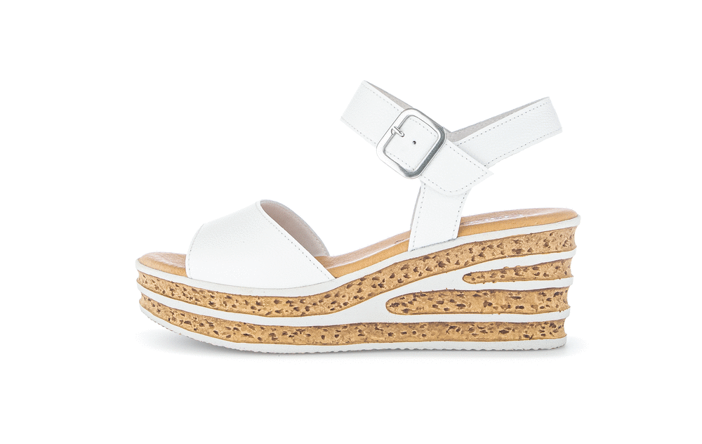 Gabor 84.651.21 White F Fit Wedge Slingback Sandals
