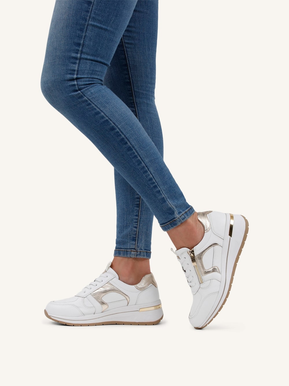 Caprice 9-23300-44-137 White & Light Gold Sneakers