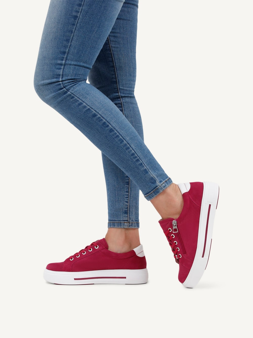 Caprice 9-23351-43-594 Pink Suede Trainers with Zip