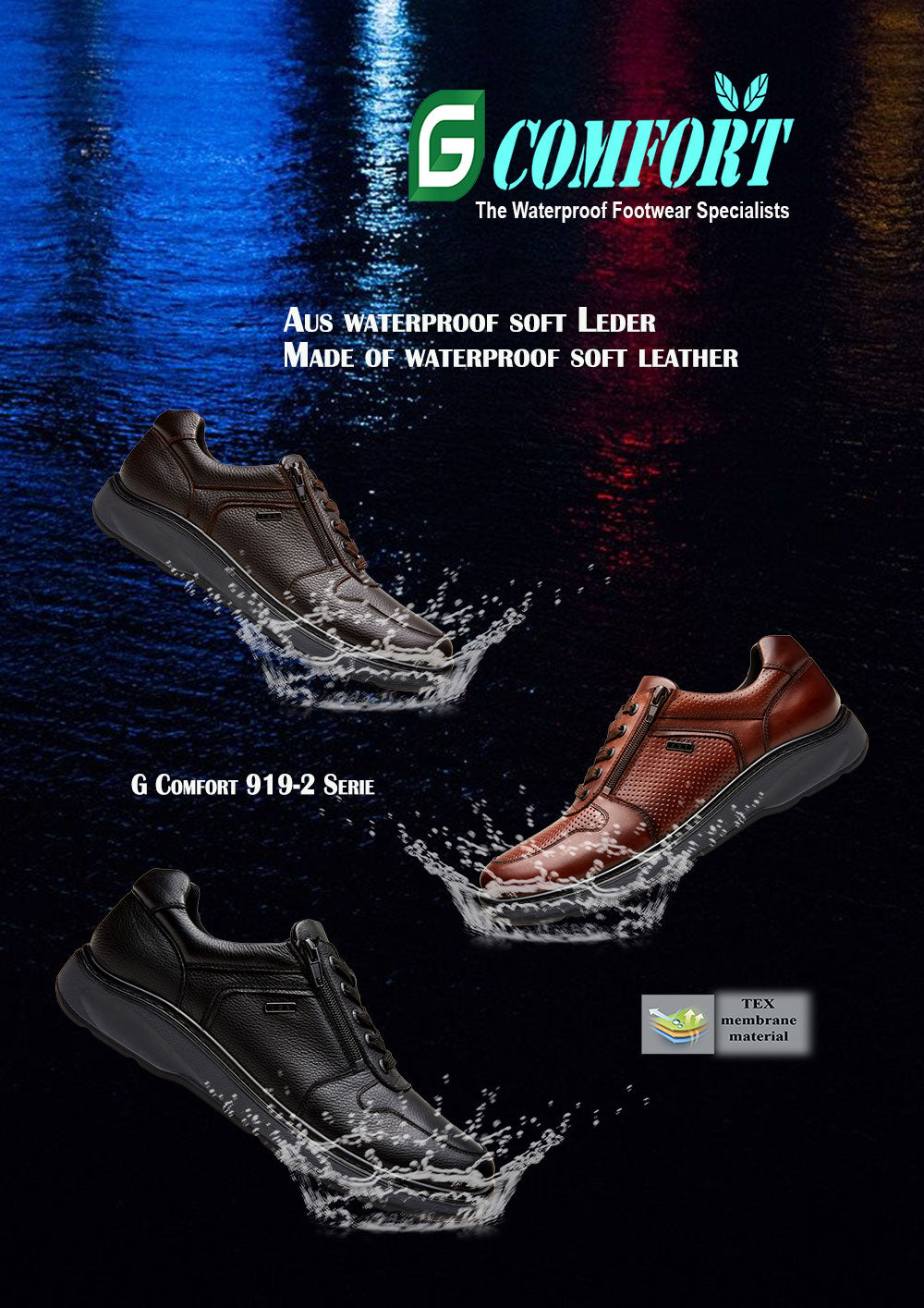 G Comfort 919-2 CF Cognac Tan Softnappa Lace & Zip Shoes