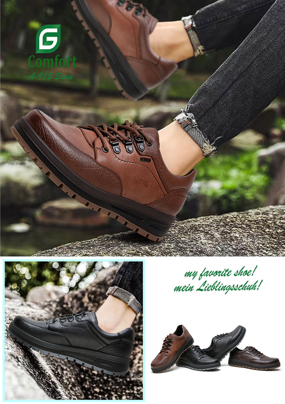G Comfort A-915 Black Trekking Shoes