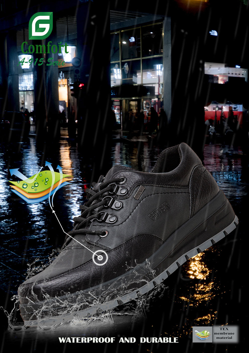G Comfort A-915 Black Trekking Shoes