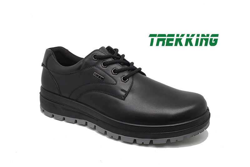 G Comfort A-919 Black Plain Leather Trekking Shoes