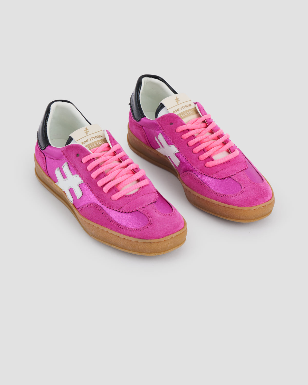 Another Trend A032M324 Bubblegum Pink Fuchsia Trainers with Black Back