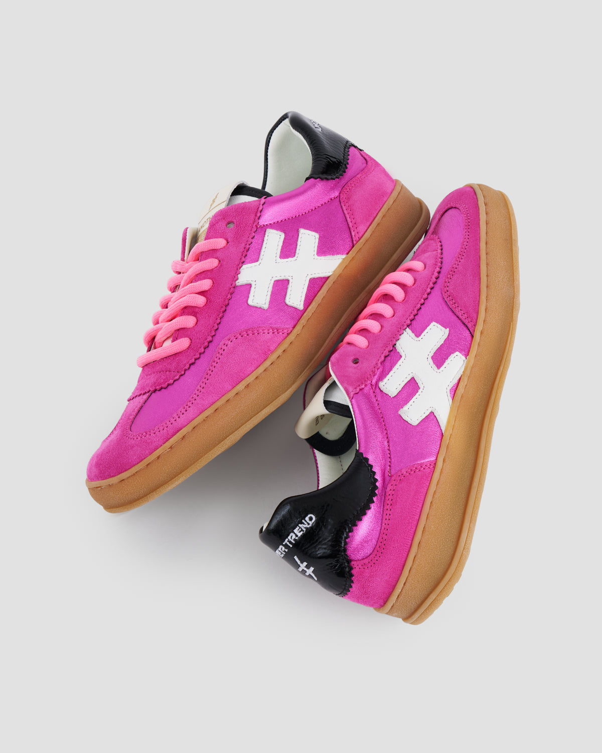 Another Trend A032M324 Bubblegum Pink Fuchsia Trainers with Black Back